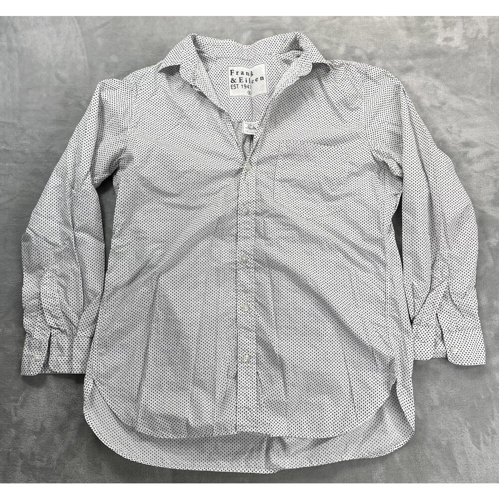 Frank Eileen Joedy Shirt Women’s Small White Heart Print Boyfriend Button Up Top